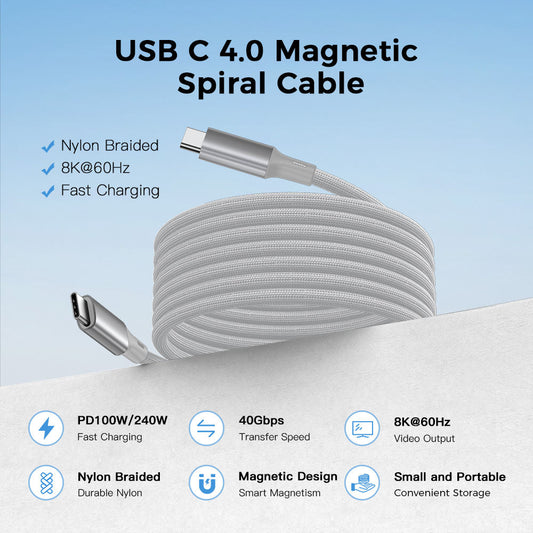 UNIWAN Magnetic USB C 4.0 Type-c Cable 4k 8k 100w 240w Type C Fast Charging Data Cables 48Gbps for Iphones to Android PC