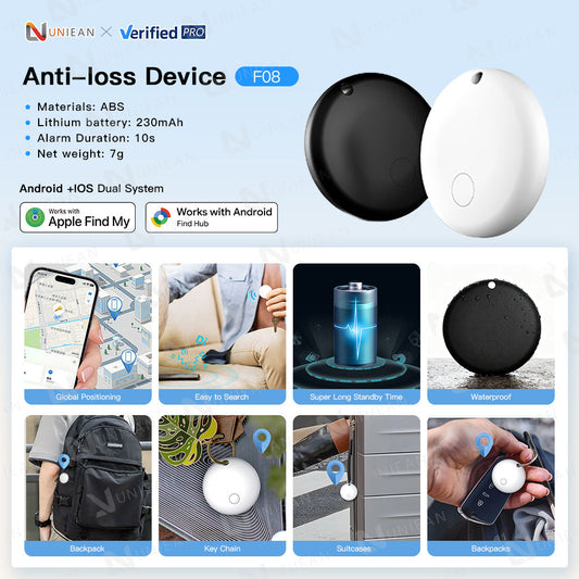 UNIEAN F08 GPS Tracker Finder Locator Find My Smart Air Tag Tracker Key ROHS Certified Wallet Anti Lost for Apple to Android