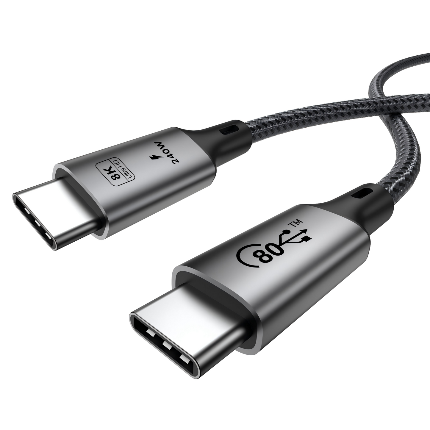 UNIEAN Factory Wholesale Fast Charging 4.0 USB 2M 3M Nylon Jacket Data Cables 8K Type C for iPhone & Android 80Gbps Cable