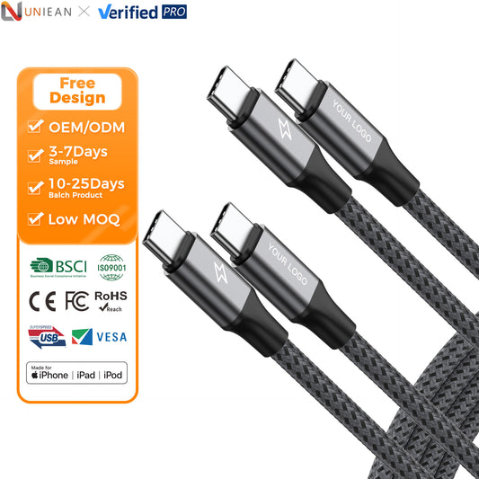 UNIEAN Factory Wholesale 2M 3M USB a to C Cable 5V2A Type C Usb Fast Charging Cable USB C 2.0 60W Data Cables for Iphones