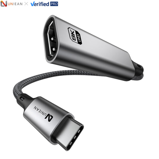 UNIEAN 0.2M USB C to HDMI Adapter 8K 60Hz 4K UHD Type C to HDMI Converter Cable for Macbook Pro TV Laptop Monitor Gaming