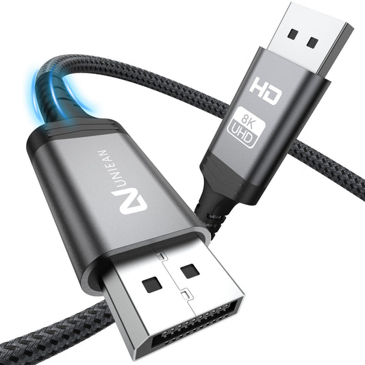 UNIEAN Wholesale HD 2M 3M 8k Div Cable 1.4 DP to DP 60Hz 2.0 Cable Display Port to 2.1 Video Cable for Mobile to Tv Ps5