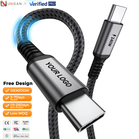 UNIEAN Wholesale USB2.0 C Data Cable 2M 3M PD240W 100W Fast Charging 480Mbps Data Transfer Cord for iPhone Android Devices