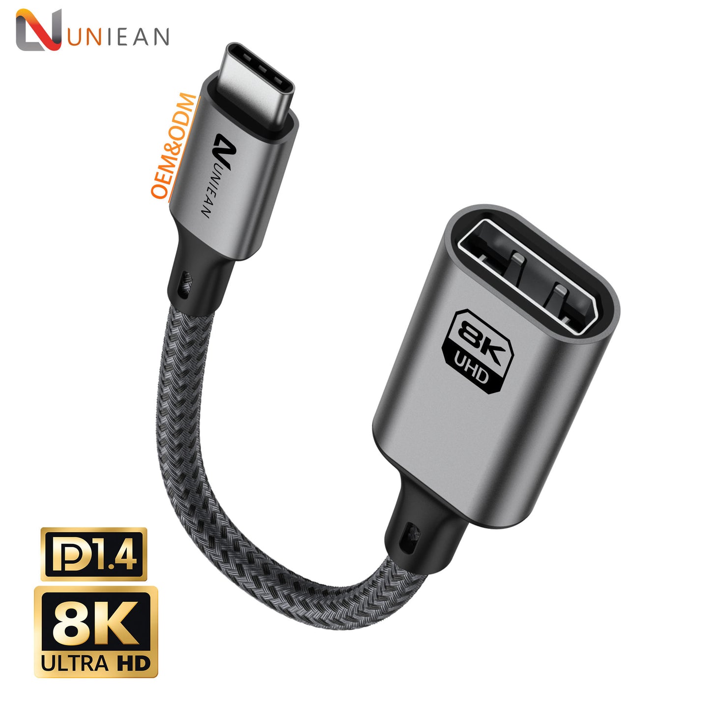 UNIEAN Wholesale HD 2M Usb 3.2 C to DP 60Hz Adapter Display Port Cable Type C to 8K DP Cable for Video Cable to Macbook Pro