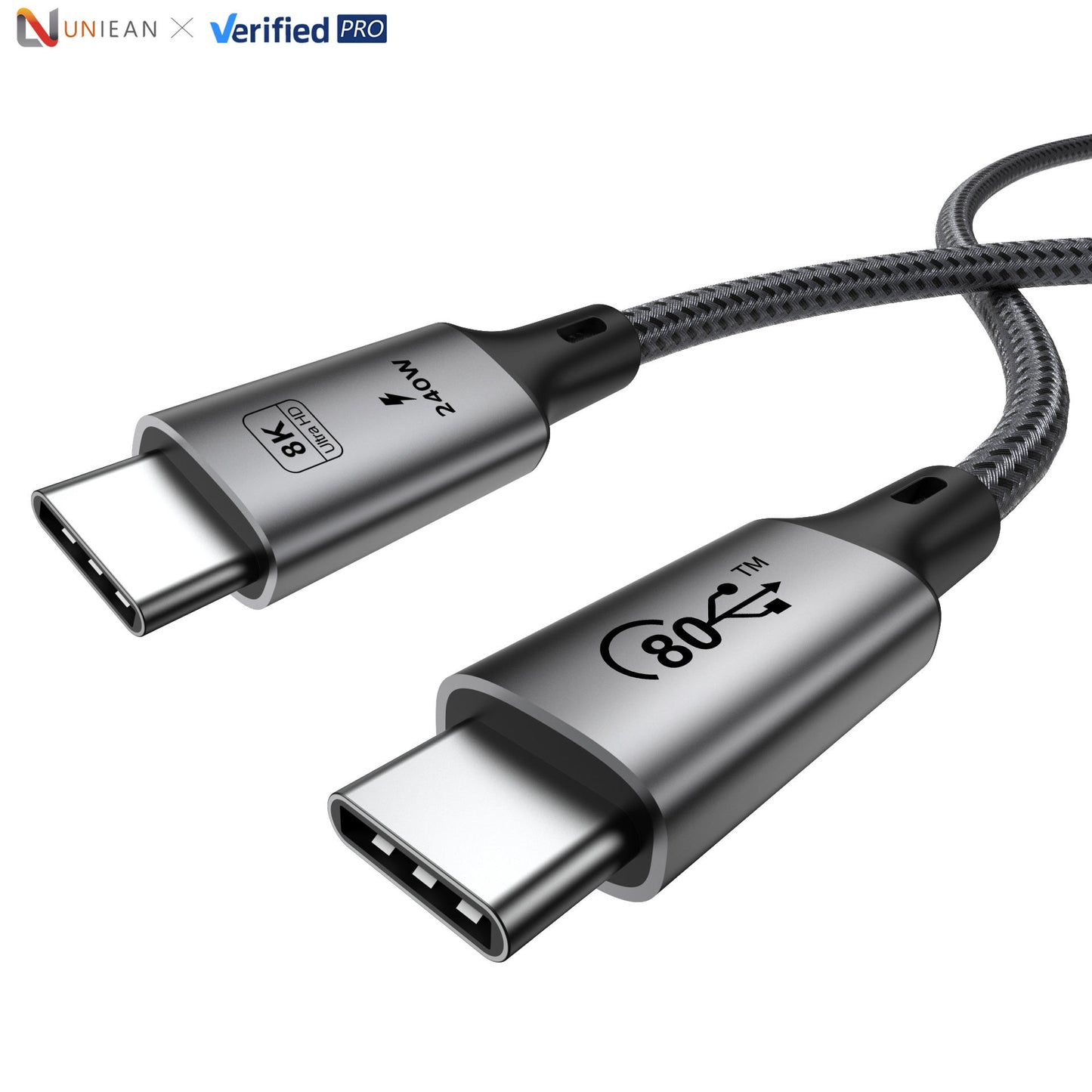 UNIEAN Coaxial Type-c 40Gbps 8K Video 20V 5A Type C to Type C Fast Charging Cable Data Cables PD 100W USB 4.0 for Iphone