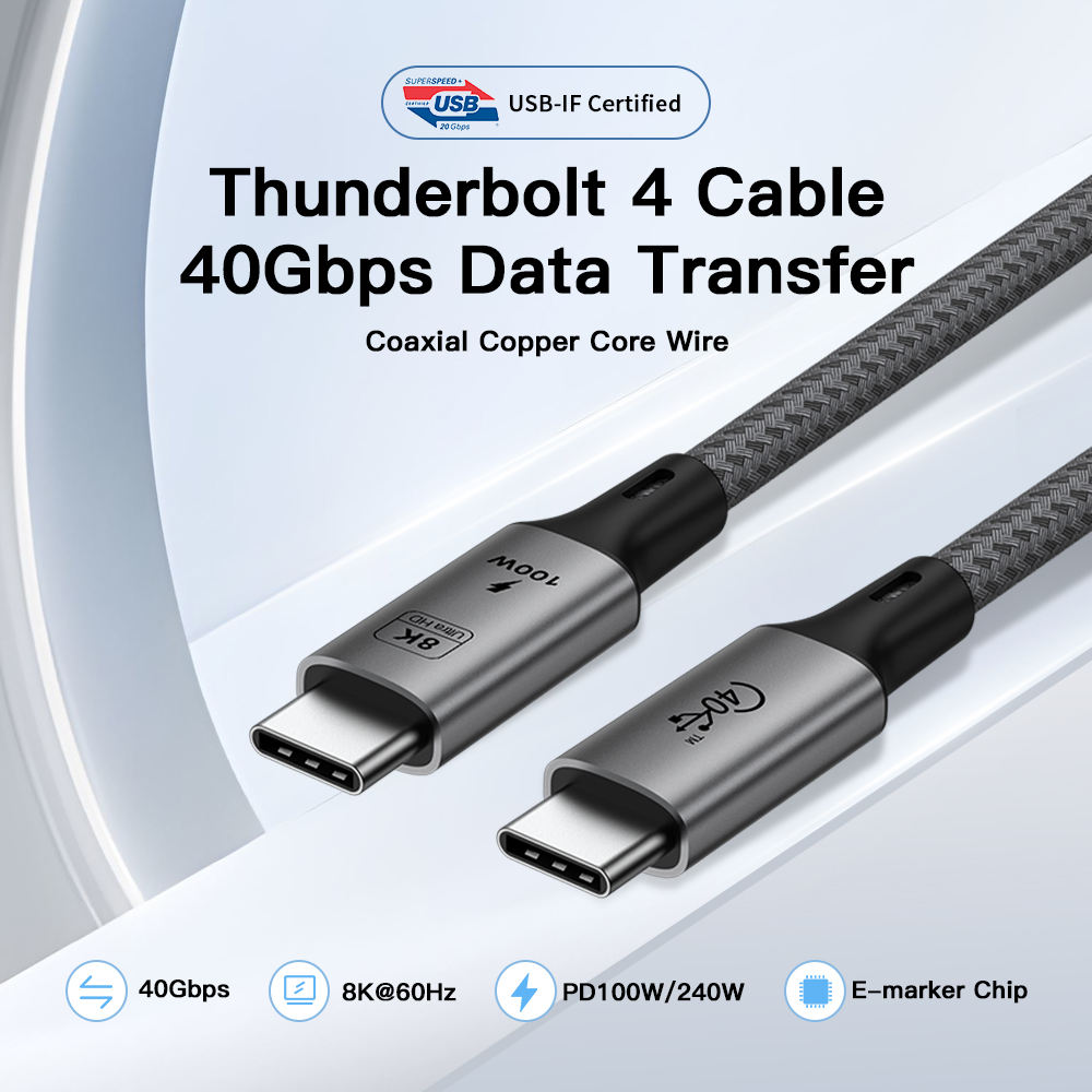 UNIEAN Coaxial Type-c 40Gbps 8K Video 20V 5A Type C to Type C Fast Charging Cable Data Cables PD 100W USB 4.0 for Iphone
