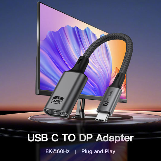 UNIEAN Wholesale HD 2M Usb 3.2 C to DP 60Hz Adapter Display Port Cable Type C to 8K DP Cable for Video Cable to Macbook Pro