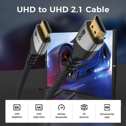 UNIEAN Wholesale High-Definition 2M–10M 2.1 UHD 48Gbps DisplayPort to 8K/4K UHD Video Cable Manufacturer for Monitors and TVs