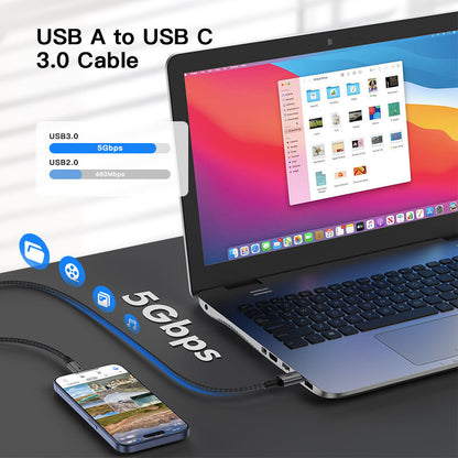 UNIEAN Wholesale 2M 3M Usb a to C 3.0 Cable Type C Usb Fast Charging Cable Data Cables for Mobile Phones to Ps5 Android