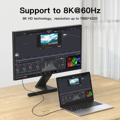 UNIEAN Wholesale HD 2M 3M Data Transfer 8k 60Hz Dp Cable 3.2 USB Type C to 2.1 DP Cable for Video Cable to Mobile Tv Ps5