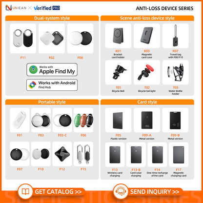 UNIEAN Mini GPS Tracker Finder Locator Find My Smart Tag Item Tracker Key ROHS Certified Luggage Wallet Anti Lost for Apple