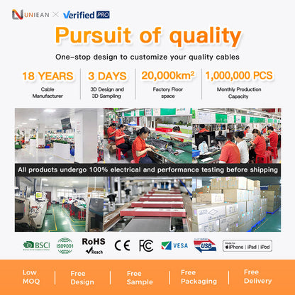 UNIEAN Factory Wholesale 2.0 Magnetic PD60W 100W 240W Braided Type C Usb Fast Charging Cable Data Cables for iphone to Android