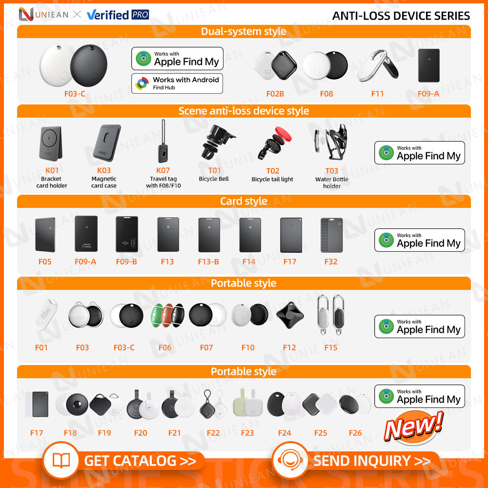 UNIEAN Wholesale Anti Lost Card Find My Tag Air Tag Smart Super Slim Gps Tracker Locator Finder for Wallet Card Bag Bike