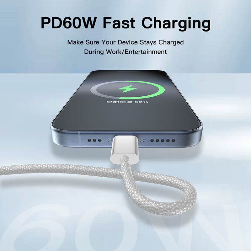 UNIEAN USB-C Charging Cable USB2.0 3A 60W Fast Charging Type-C to USB Cable for Apple Mobile Phone OEM ODM